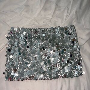 Edikted Silver Sequin Skirt